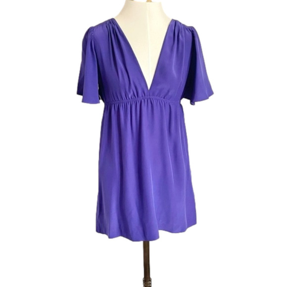 Amanda Uprichard REVOLVE Blue 100% Silk Babydoll Flutter Sleeve Tunic Dress - M - Picture 1 of 12